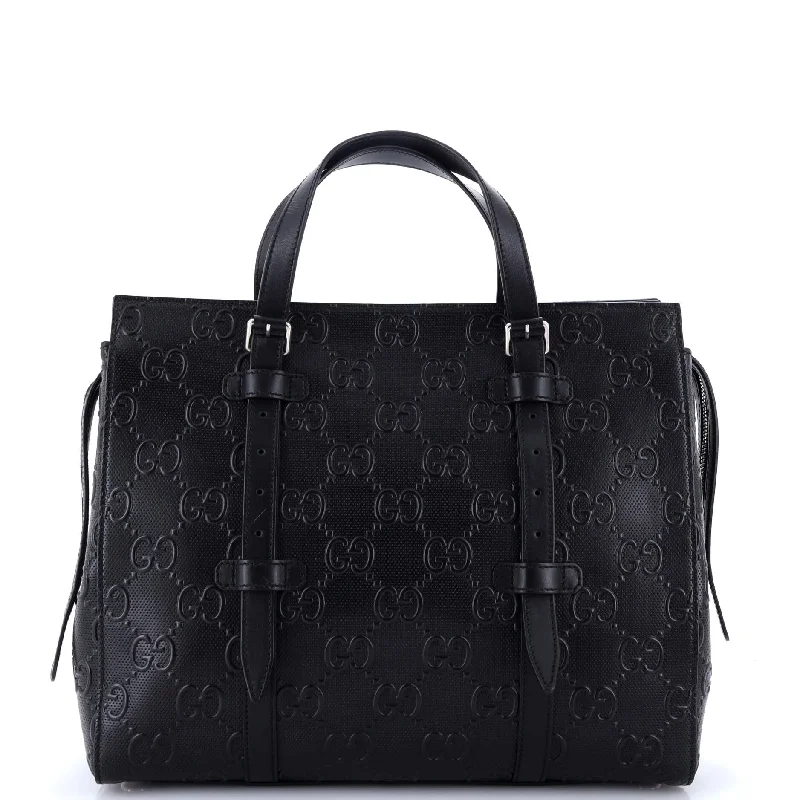 Bags For Personalized Gifts Tote Bag GG Embossed Perforated Leather