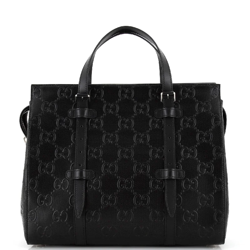 Mega Sales Tote Bag GG Embossed Perforated Leather