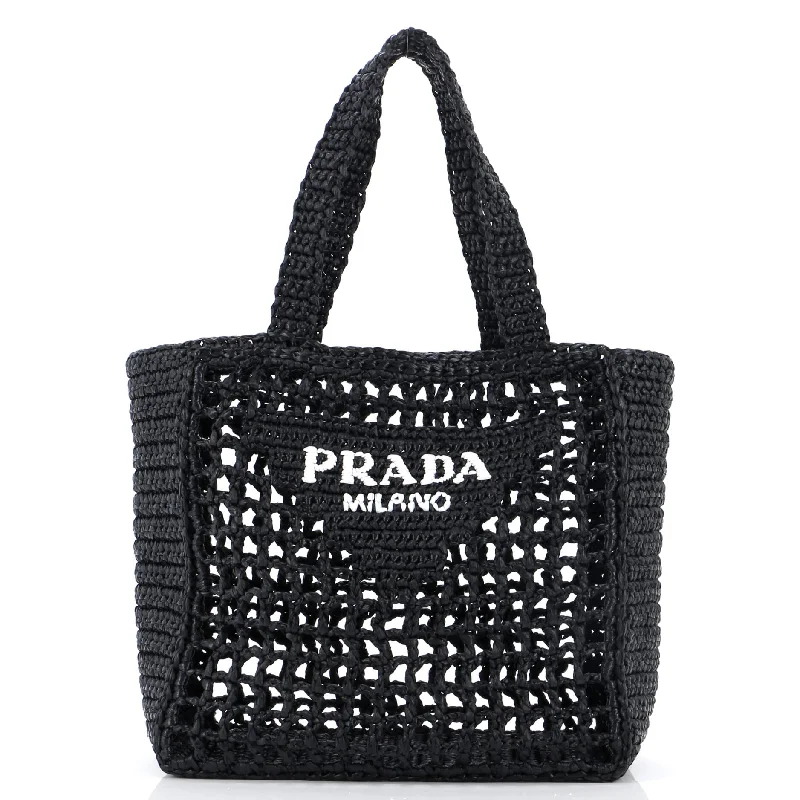 Handbag For Women Triangle Logo Open Tote Raffia Small