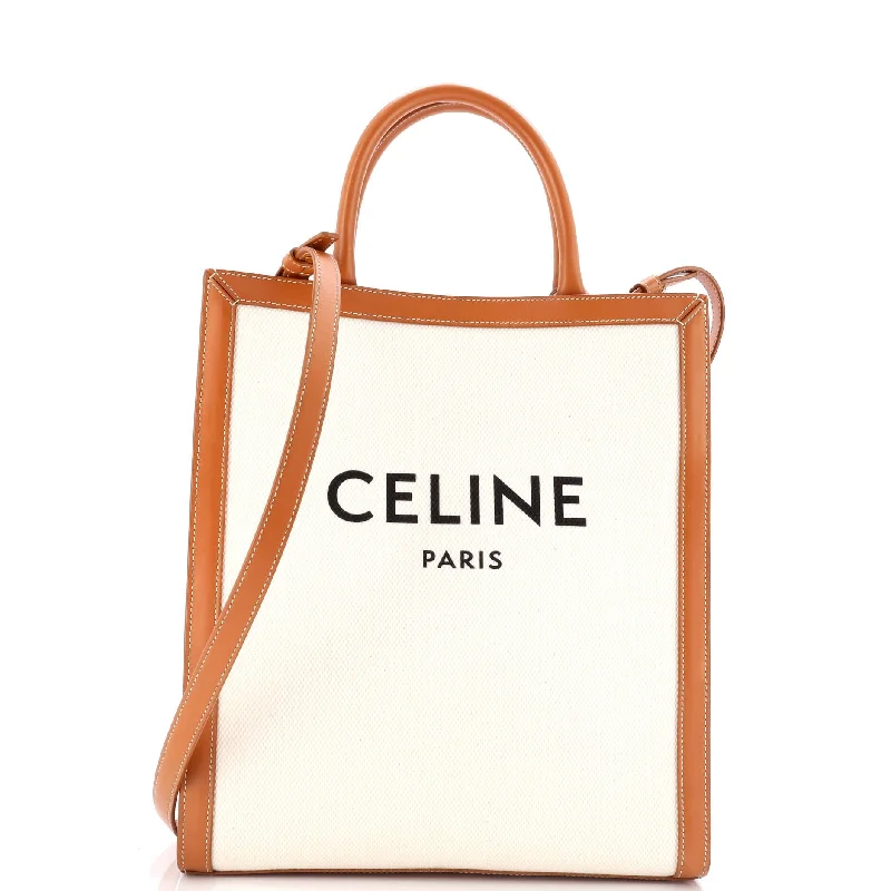 Trendy Looks On Sale Vertical Cabas Tote Canvas with Leather Small