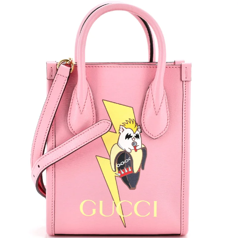 Classic Elegance Sales Vertical Tote Bananya Printed Leather Mini