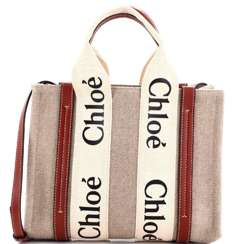 Unleash Your Trendy Side Woody Convertible Tote Canvas with Leather Small
