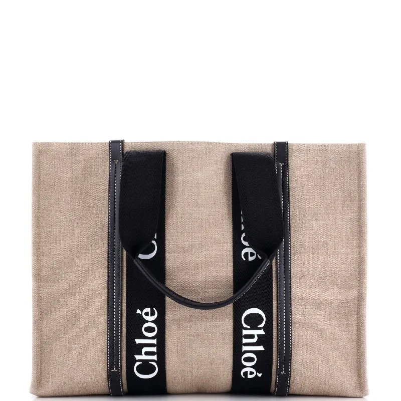 Vintage Style Deals Woody Tote Canvas with Leather Large